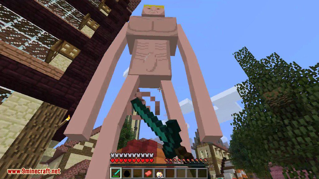 Killing Titans in Minecraft Attack on Titan Mod (Download Link in