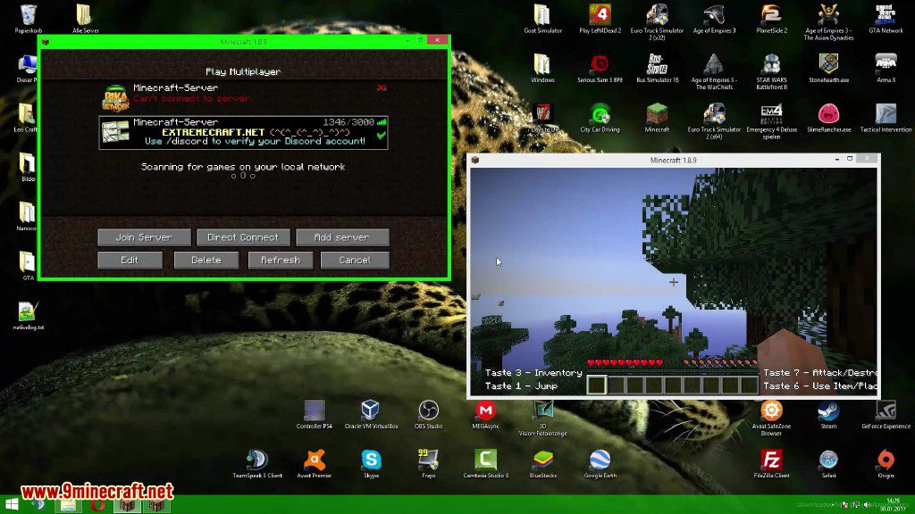 Minecraft Multiplayer Split screen  Tela dividida no PC JAVA com Joystick  