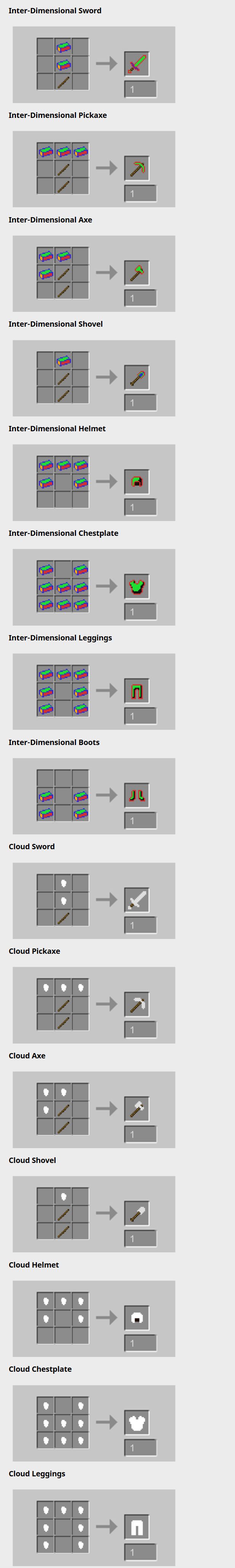 Extra Dimensions Mod Crafting Recipes 3