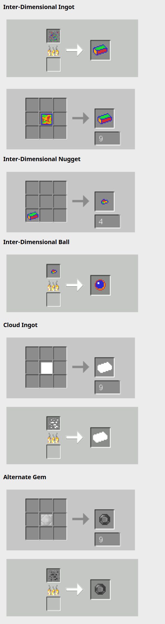 Extra Dimensions Mod Crafting Recipes 6