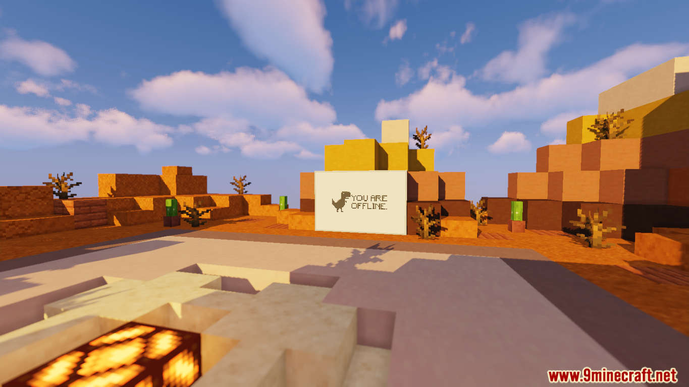 YOU ARE OFFLINE: A Recreation of The Chrome Dino Game. Minecraft Map