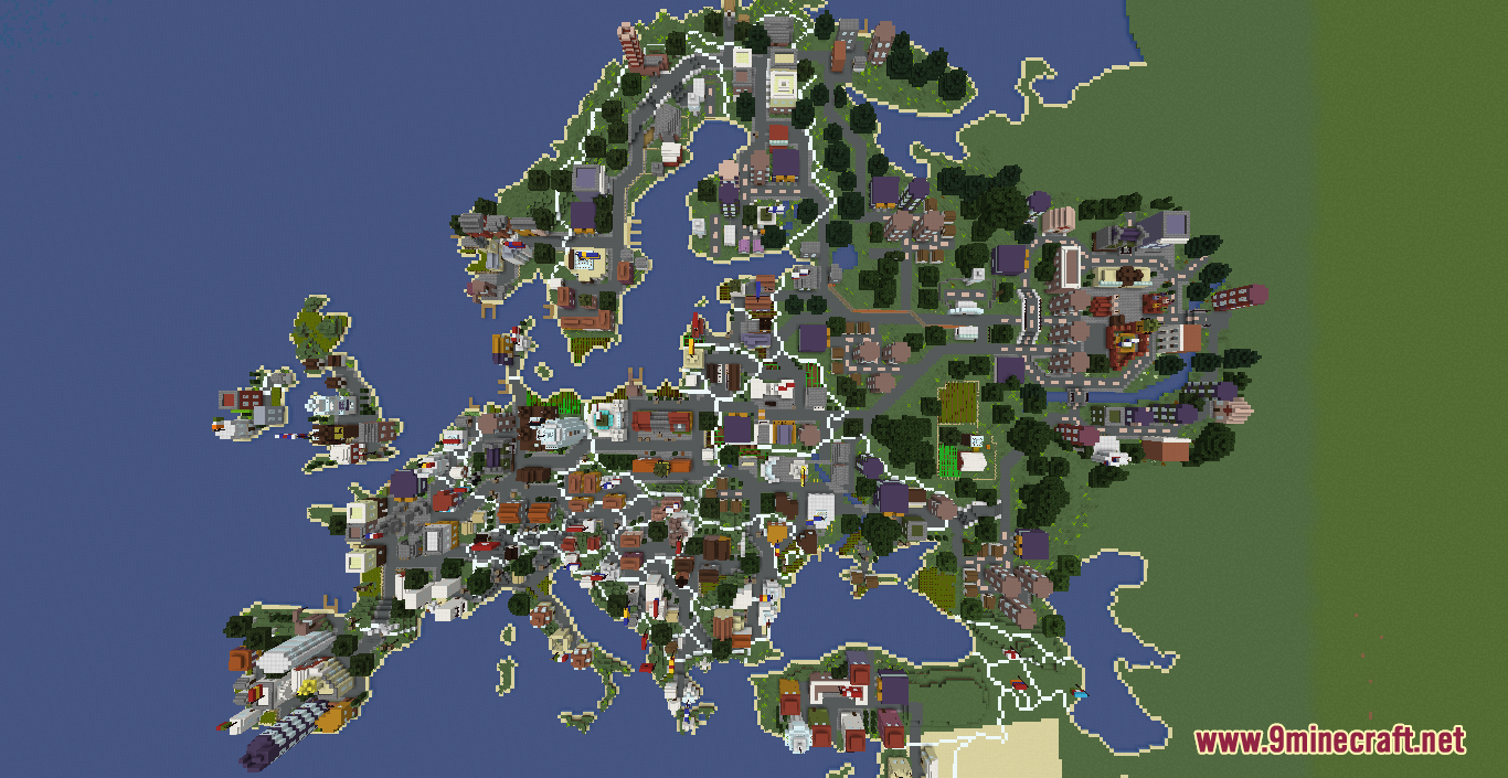 Europe Map 1 19 2 1 18 2 Recreation Of The European Map 9minecraft Net