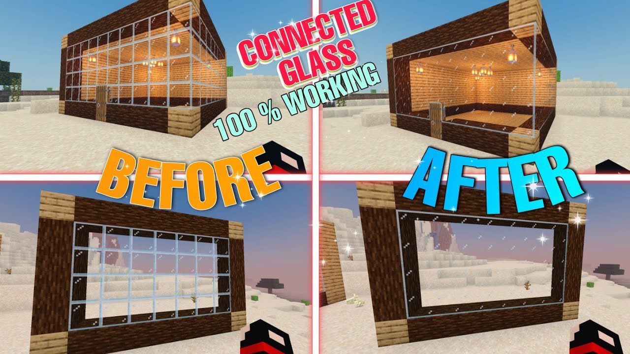 clear connected glass resource pack for minecraft