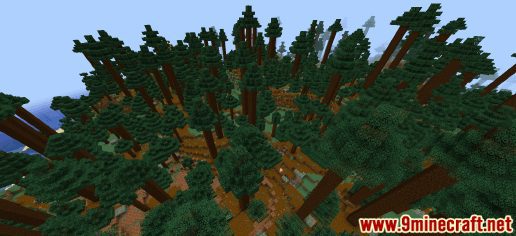 Minecraft seed 1.7.10 Amazing River spawn, mega taiga hills 