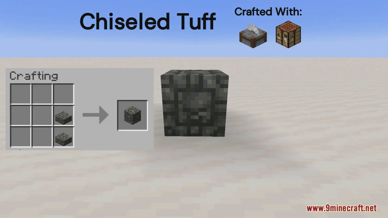 The design of Chiseled Tuff inspired me to make a sky island utilizing the  new Tuff blocks : r/Minecraft